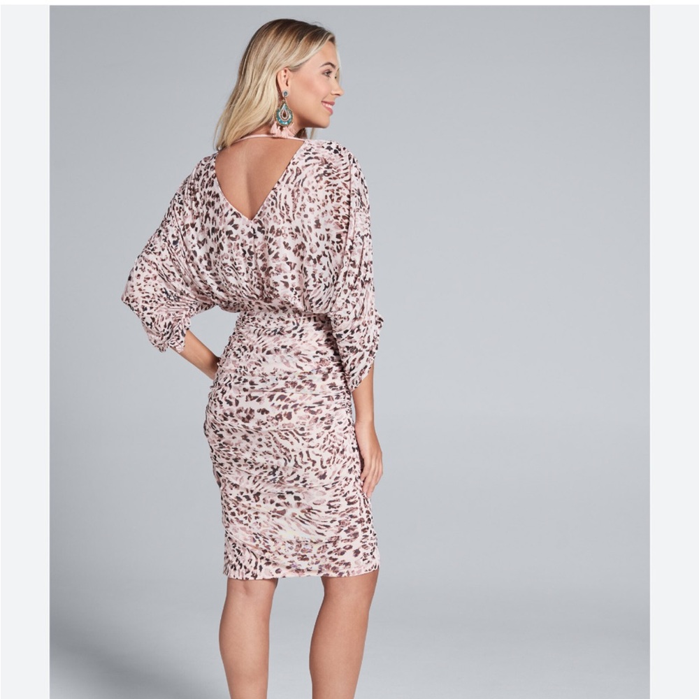 VENUS Pink Animal Print Midi Dress